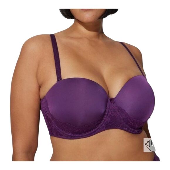 Torrid Curve Bombshell Everyday Strapless Push-Up Bra Convertible 46DD Purple - Picture 2 of 16